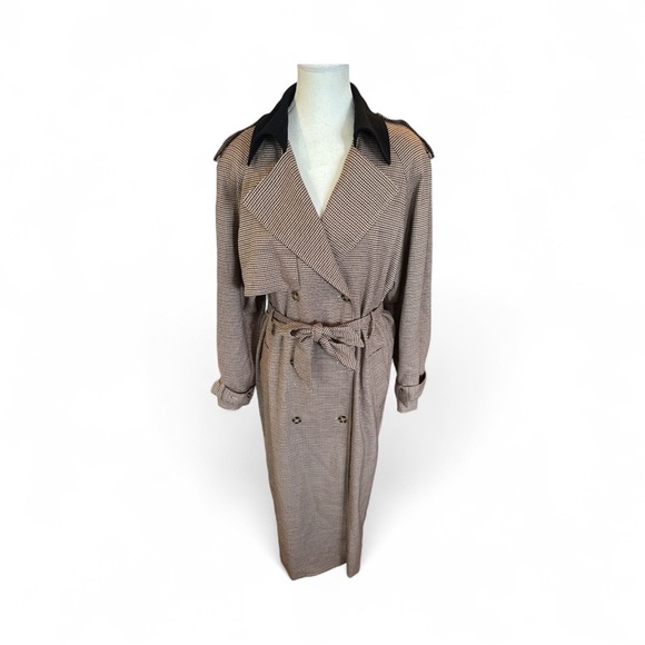 Rumored Notting Hill Houndstooth Trench Coat XS | Belted Longline Fall Jacket - Picture 2 of 9